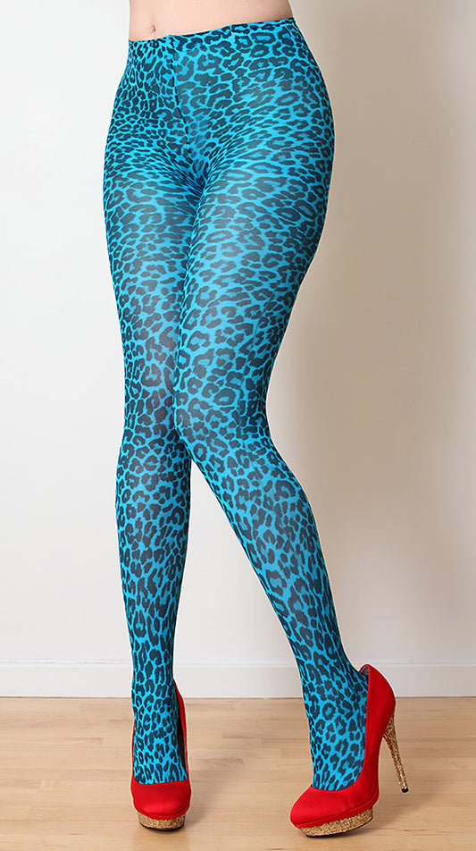 Pamela Mann Small Leopard Tights Flo Turquoise-Tights-Amanda Swan Shop